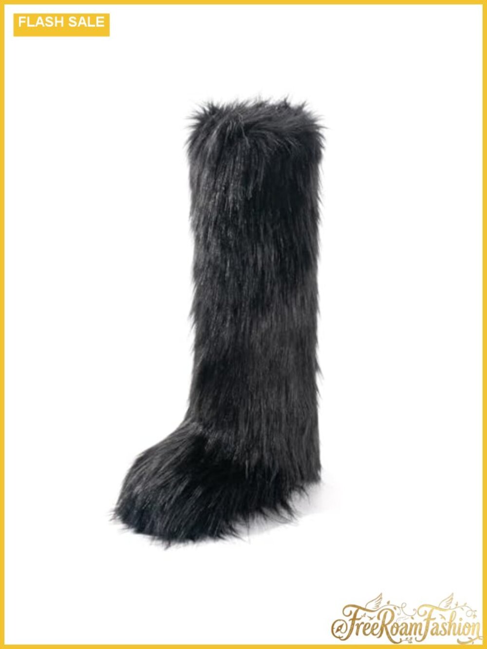 Faux Fur Knee-High Winter Boots Round Toe Fluffy Warm Women's